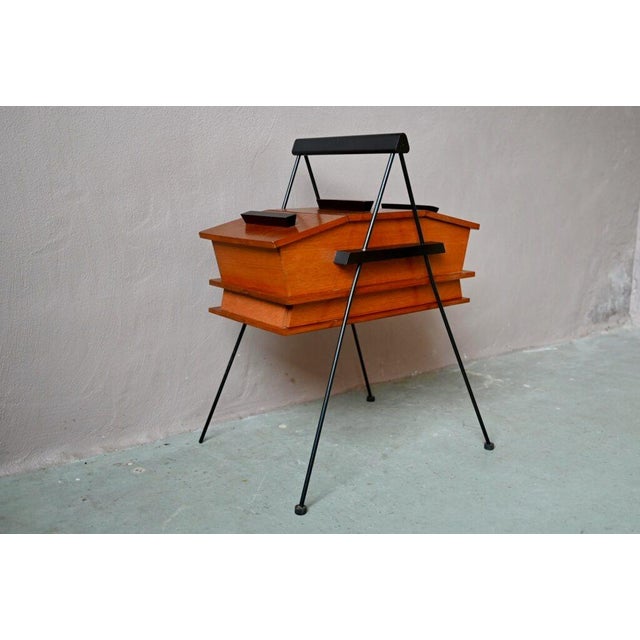 1960s French Sewing Box with Compass Feet, 1960s For Sale - Image 5 of 16