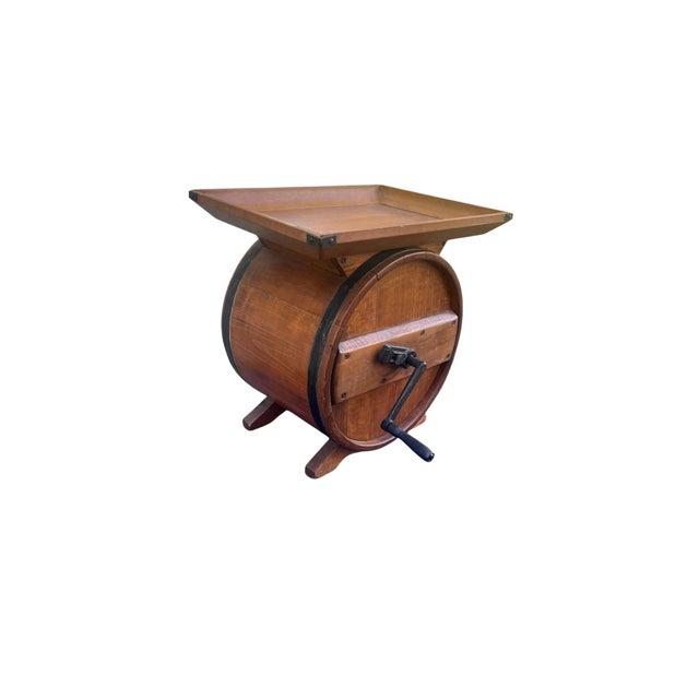 Brown Antique Primitive Butter Churn Side Table For Sale - Image 8 of 16