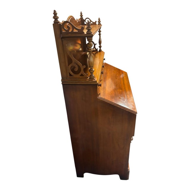 This is a gorgeous 1950's Davis Company Lillian Russel Collection Black Walnut Drop Down Secretary Desk. This stunning...