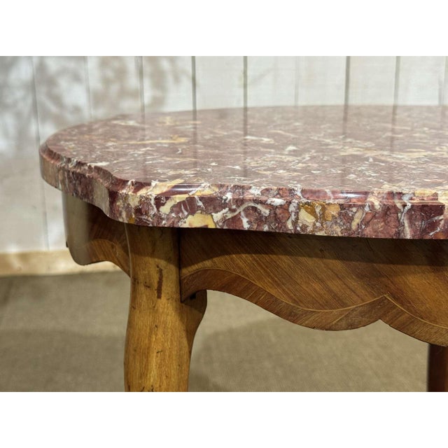 20th Century Louis XV Pedestal Table in Rosewood and Oak with Marble Top For Sale - Image 4 of 10