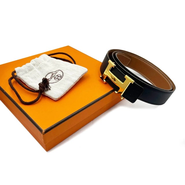 Hermes Constance 32mm Gold H Black Brown Reversible Belt 90cm *Marked Hermes *Made in France *K in sq (2007) *Comes with...
