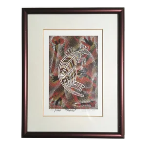 1990s Framed Limited Edition Richard Bell Print, Aboriginal Artist: "Mahlu"