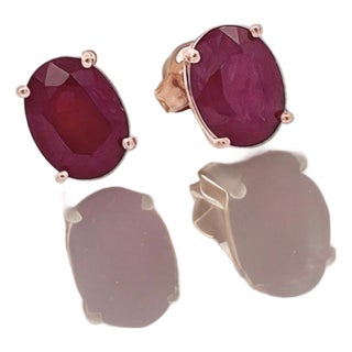 Natural Ruby Stud Earrings 14k White Gold 3.0 TCW Certified For Sale