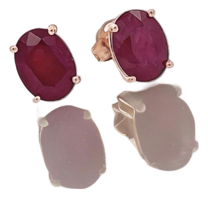 Natural Ruby Stud Earrings 14k White Gold 3.0 TCW Certified