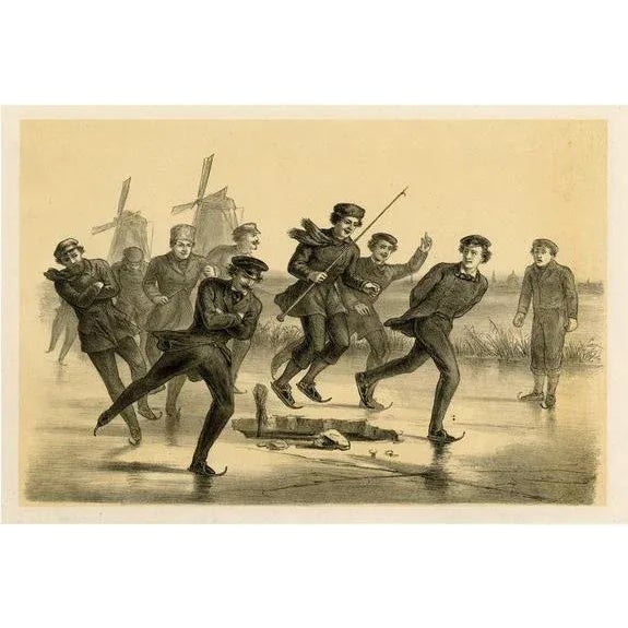 Dutch Winter Landscape with Skaters on the Ice, 1880, Paper For Sale - Image 5 of 5