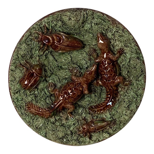 Portuguese Palissy Plate Circa 19th Century For Sale