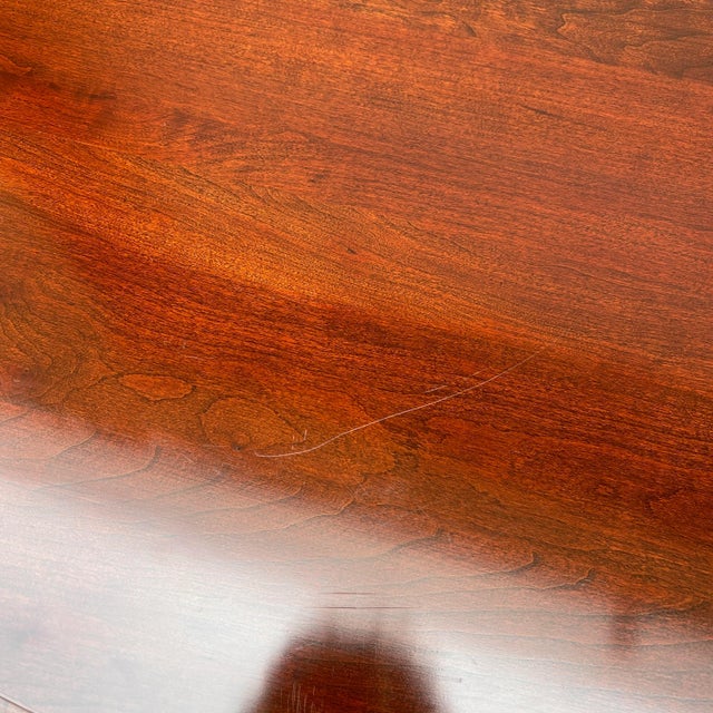 2000s Ethan Allen Georgian Court Traditional Queen Anne Cherry Scalloped Shell Carved Side or Accent Table (11-8606) For Sale - Image 11 of 11