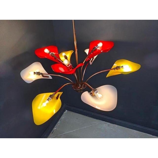 Red Vintage Italian Chandelier, 1960s For Sale - Image 8 of 14