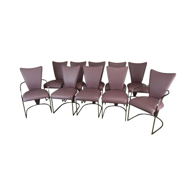 Design Institute of America Post-Modern Set 10 Chrome Dining Chairs For Sale