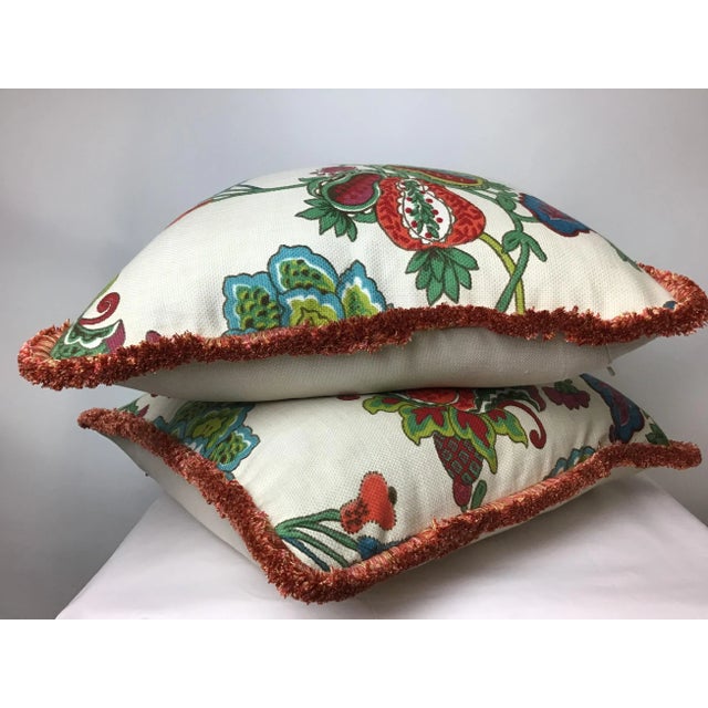 Boho Chic Pillows Printed in Multicolor Botanical - a Pair For Sale - Image 4 of 7