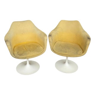 Eero Saarinen, for Knoll, “Tulip” Armchair in Yellow Upholstery, Circa 1960 - 1969- Set of 2 For Sale