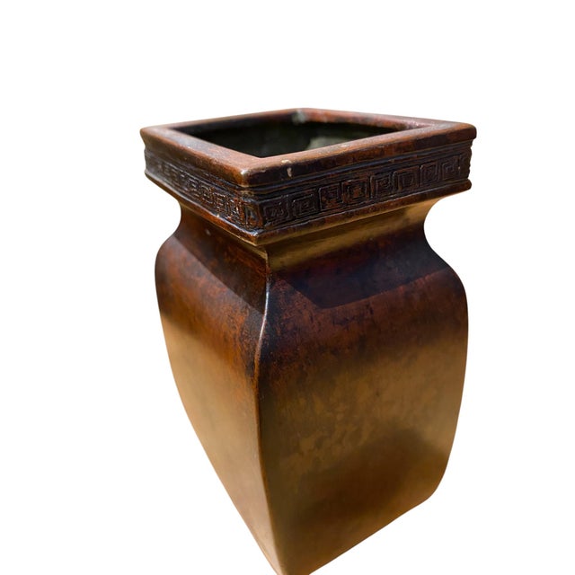 Metal Japanese Bronze Archaistic Style Vase With Maker's Mark For Sale - Image 7 of 9