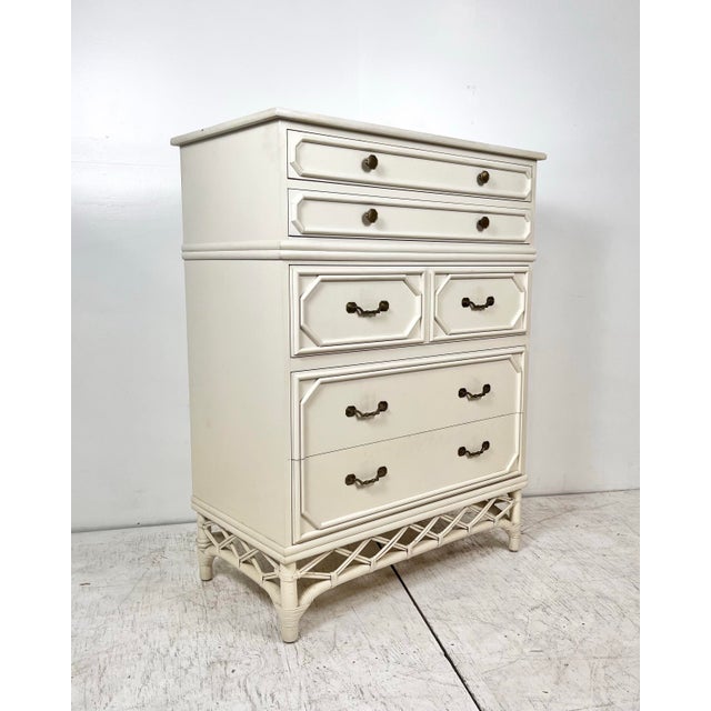 Ficks Reed Vintage Tall Ficks Reed Rattan Chest of Drawers For Sale - Image 4 of 11