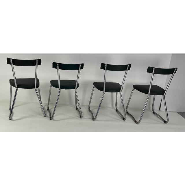 Set of Four 1950s Dining Chairs — Chrome & Forest Green For Sale - Image 11 of 18