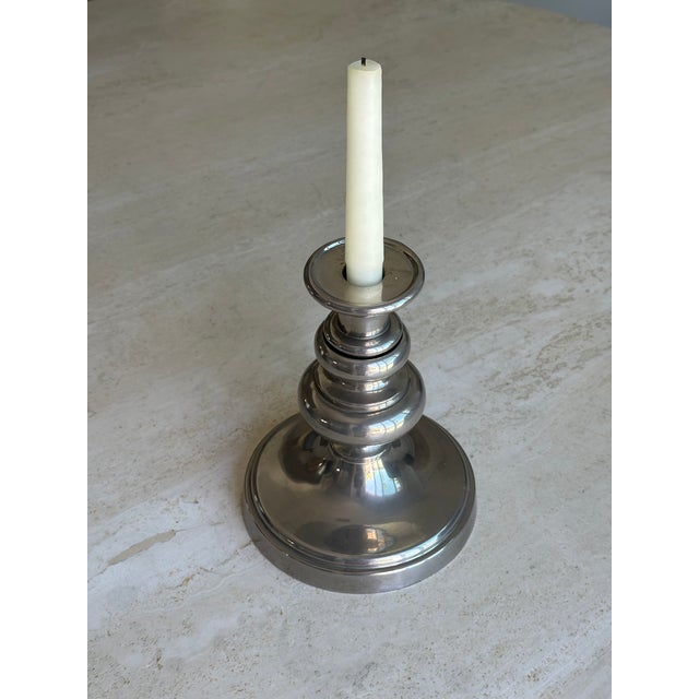 Godinger Godinger Silver-Tone Turned Candlestick Holder For Sale - Image 4 of 6