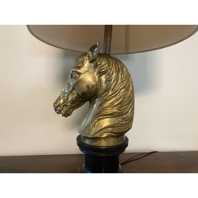 Mid 20th Century La Maison Charles Brass Horse Head Table Lamp- France For Sale In Los Angeles - Image 6 of 10