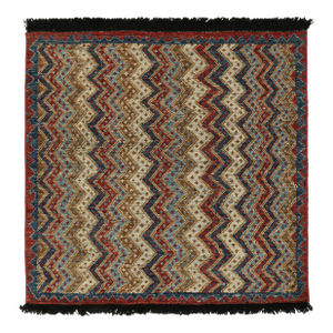 2010s Rug & Kilim’s Antique Tribal Style Rug in Red, Blue, Brown & White Patterns