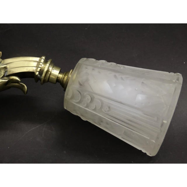 Art Deco Wall Lights with Bronze Mount from Muller Frères, 1920s, Set of 2 For Sale - Image 6 of 8