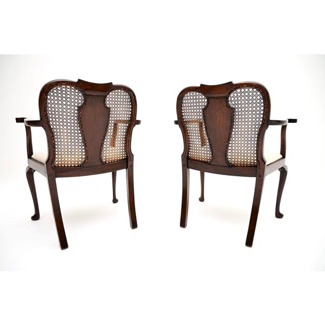 Antique Edwardian Walnut Cane Back Armchairs, 1900, Set of 2 For Sale - Image 6 of 11