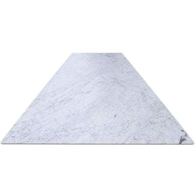 Rh Aero Stone Rectangular Dining Table – 120" | Italian Carrara Marble Top | Cast Iron Pedestal Base For Sale - Image 12 of 18