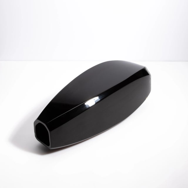 Glass Hand Blown Murano Vase Vela in Onyx Black Tall For Sale - Image 7 of 10