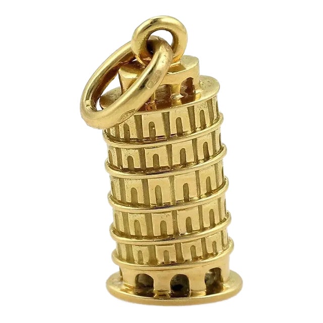 Pomellato Leaning Pisa Tower 18k Yellow Gold Charm Pendant For Sale