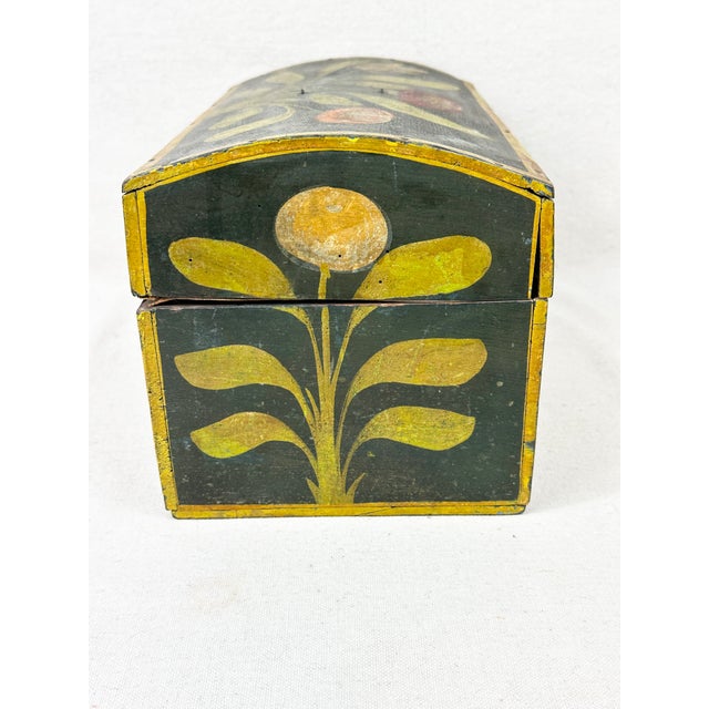 Wood Antique French 19th Century Hand Painted Polychrome Trunk For Sale - Image 7 of 12