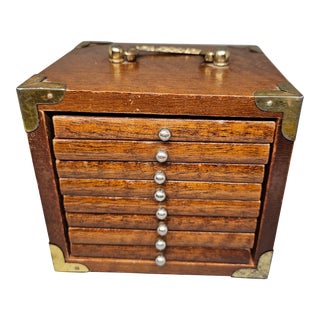Vintage Catalina Wood Cork Coaster Set - 8 Drawer Coasters in Chest For Sale