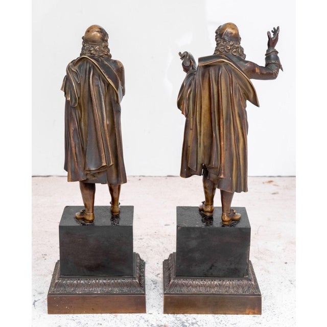 French French "Moliere" and "Cornielle" Patinated Bronzes - Set of 2 For Sale - Image 3 of 7