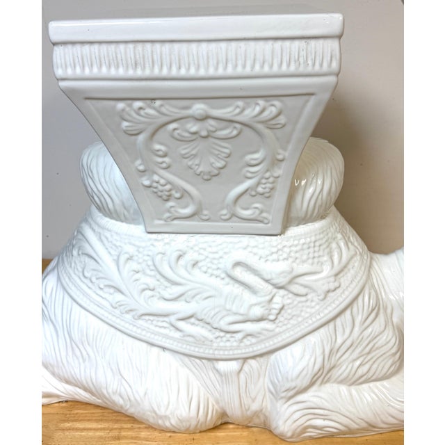 Italian Hollywood Regency Blanc de Chine Camel Garden Seat or Side Table, 1970s For Sale - Image 4 of 14