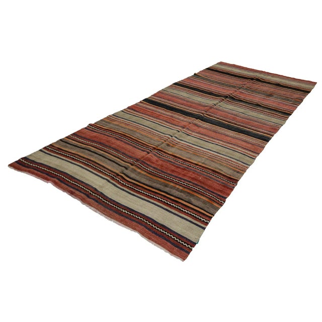 Traditional Striped Wool Vintage Kilim Rug- 5′4″ × 10′4″ For Sale - Image 3 of 7