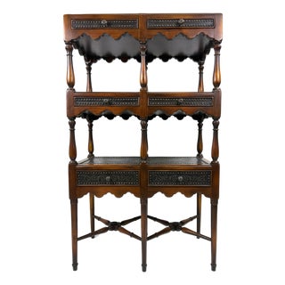 Theodore Alexander Handsome Walnut and Brass Etagere For Sale