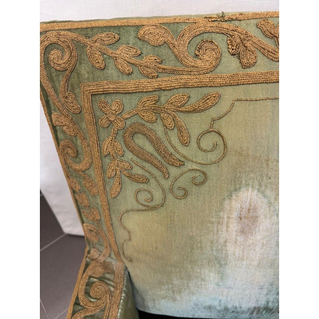 Textile Armchairs in Silk Velvet and Embroidery, Set of 2 For Sale - Image 7 of 18