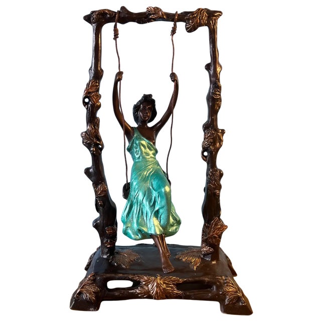 Auguste Moreau "Girl on a Swing" Sculpture by Auguste Moreau For Sale - Image 4 of 18