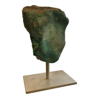 Large Nephrite Jade Naturally Occurring Gemstone Mounted on Brushed Steel Base For Sale