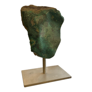 Large Nephrite Jade Naturally Occurring Gemstone Mounted on Brushed Steel Base