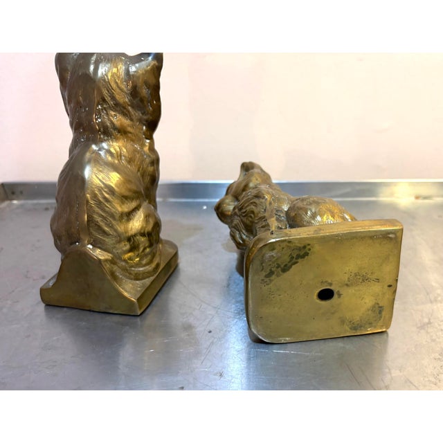 Mid-Century Modern 1960s-70s Heavy Brass Kitten Bookends For Sale - Image 3 of 6