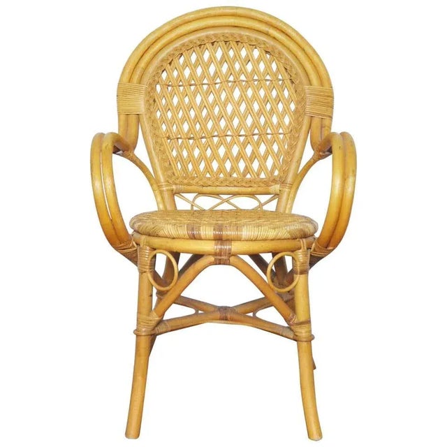 20th-Century Rattan and Bamboo Armchair For Sale - Image 14 of 14
