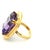 Italian 14k Gold Emerald-Cut Amethyst & Diamond Cocktail Ring, Circa 1980, Size 7.25 For Sale In Miami - Image 6 of 14
