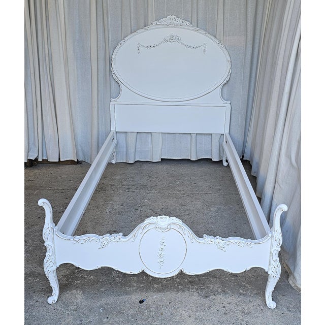 Vintage Twin Size Bed Frame, White Romantic Style Circa 1930's For Sale - Image 9 of 18