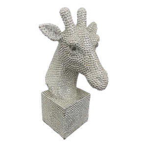 Late 20th Century Handcrafted Silver Giraffe Bust Statue