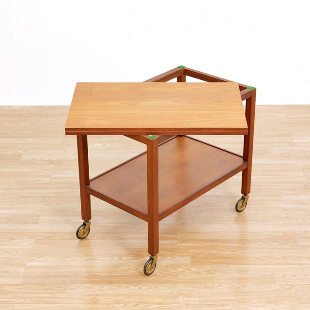 1960s Mid Century Teak Folding Bar Cart For Sale - Image 9 of 12