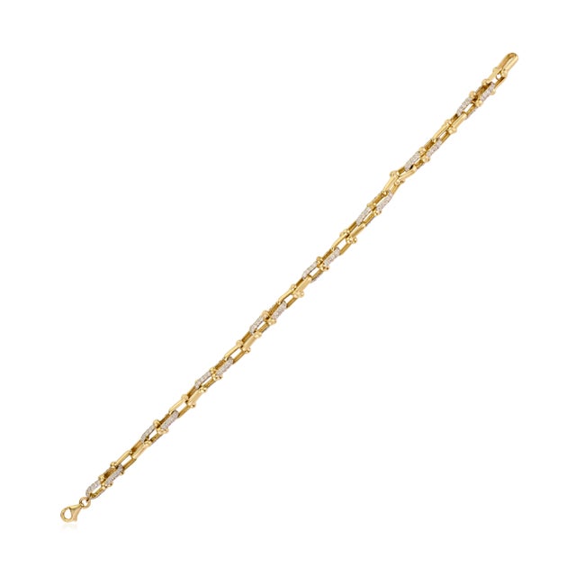 Not Yet Made - Made To Order Modern 14k Gold Diamond Paperclip Link Bracelet For Sale - Image 5 of 11