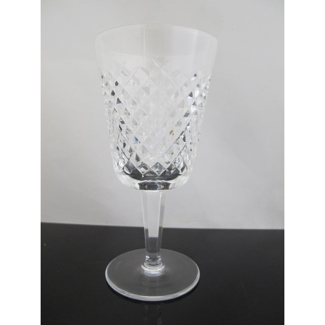 Late 20th Century Waterford Cut Diamond Crystal Alana Water Goblet 6 7/8" Glass Pair For Sale - Image 5 of 8
