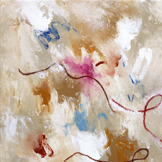 Textile Summertime Smell Goods - Original Neutral Floral Abstract Mixed Media Painting on Canvas For Sale - Image 7 of 9