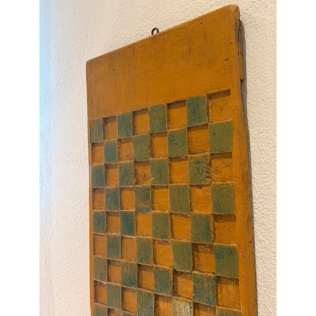 Early American Folk Art Game Board in Yellow and Green For Sale - Image 10 of 12