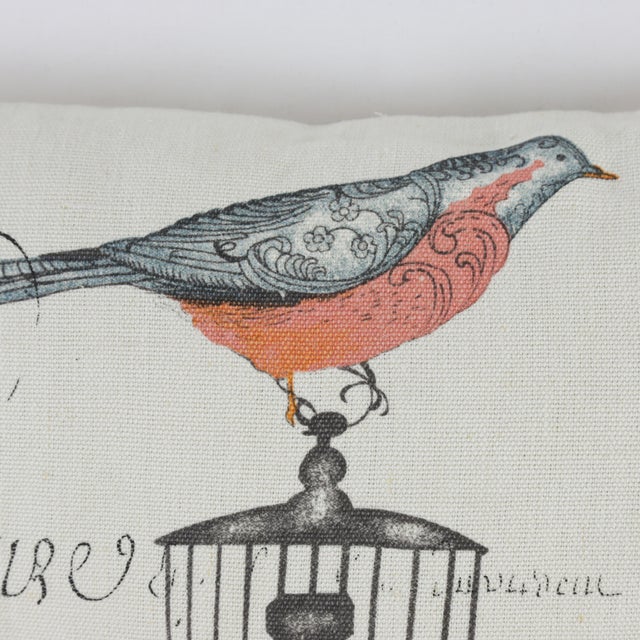 Vintage Bird and Butterfly Cage Pillow For Sale - Image 9 of 12