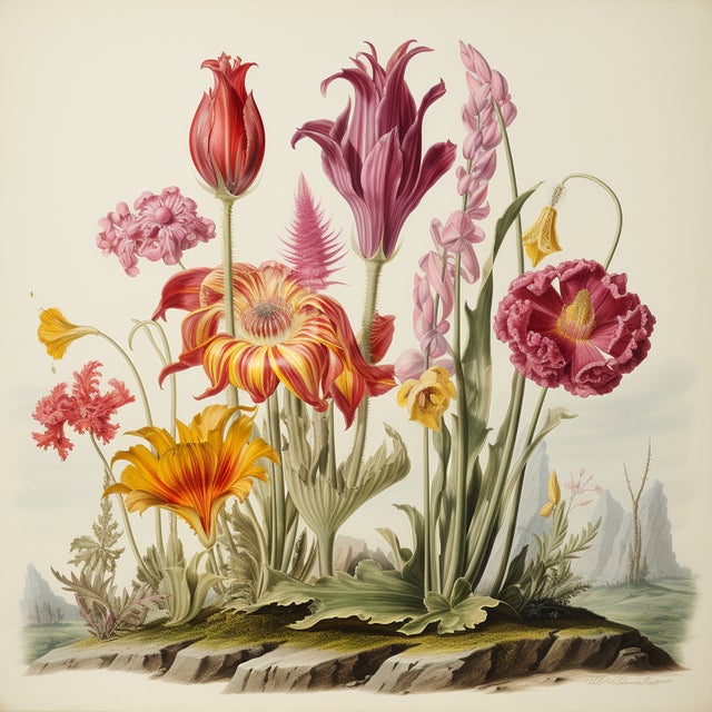 18" X 18" Florilegium - Original Botanical Floral Print, Unframed For Sale - Image 6 of 6