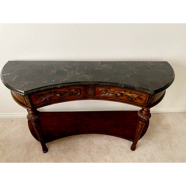 Vintage Drexel Heritage "Talavera" Collection Demilune Serrano Console Table Excellent Condtion For Sale - Image 13 of 15
