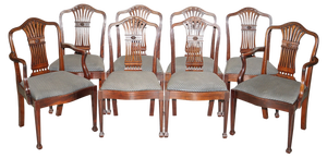Antique Dining Chairs in the style of George Hepplewhite, 1880s, Set of 8